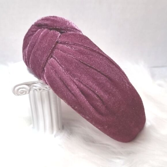 WIDE PURPLE VELVET TOP KNOT HEADBAND fall christmas - Picture 1 of 8